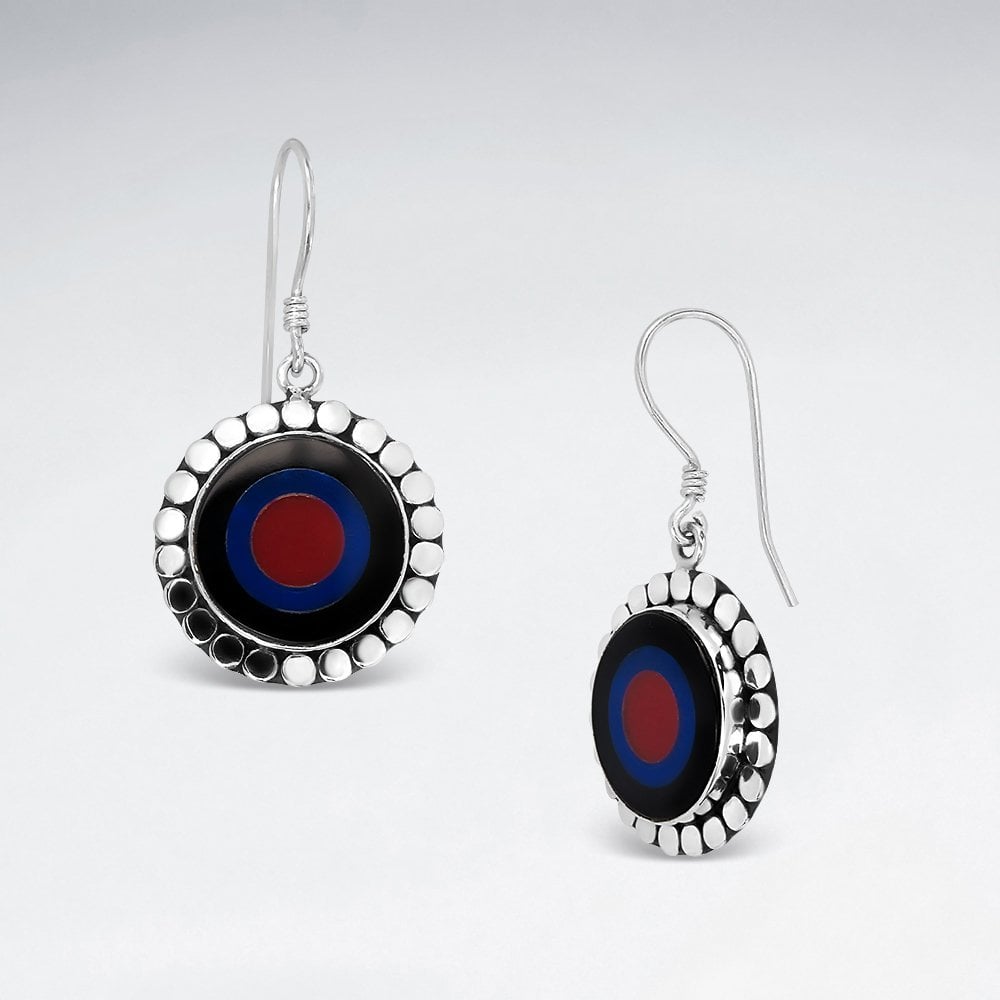 Sterling Silver and Mixed Stone Circle Hook Earrings