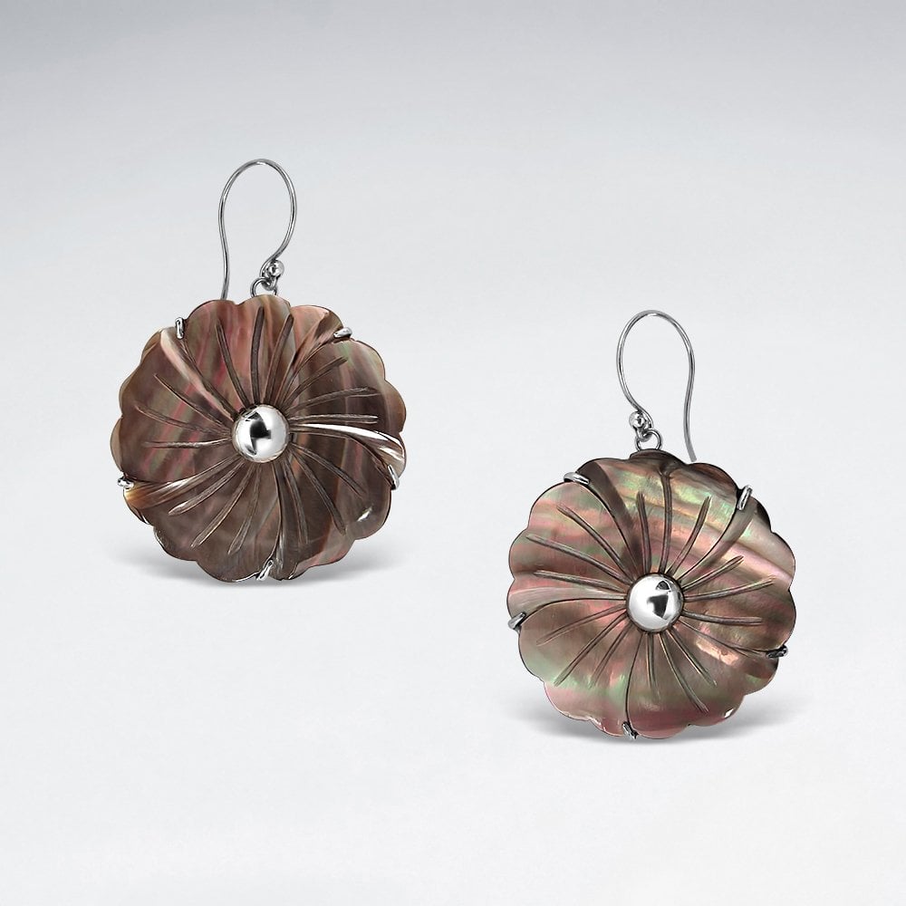 Sterling Silver Flower Shell Earrings