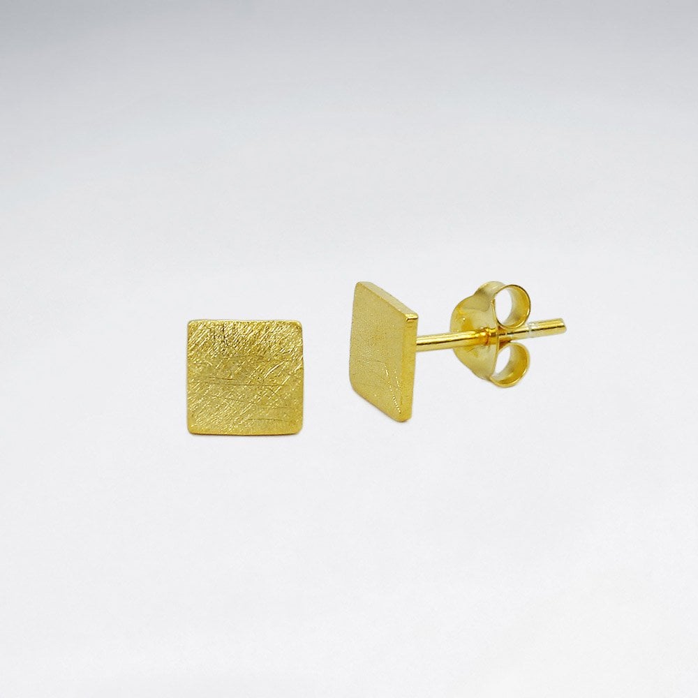 Mix Brushed Polished Square Earring
