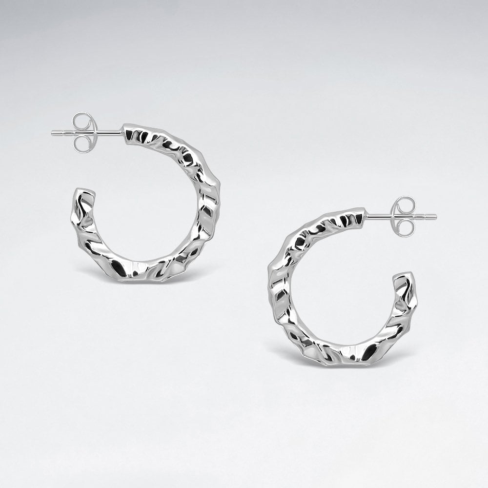 Sterling Silver Hammered Hoop Earrings
for women - Asteyavilla
