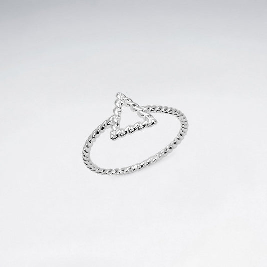 Sterling Silver Rope Twist Triangle Ring for women - asteyavilla