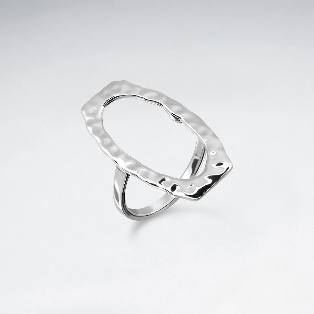 Sterling Silver Hammered Oval Ring