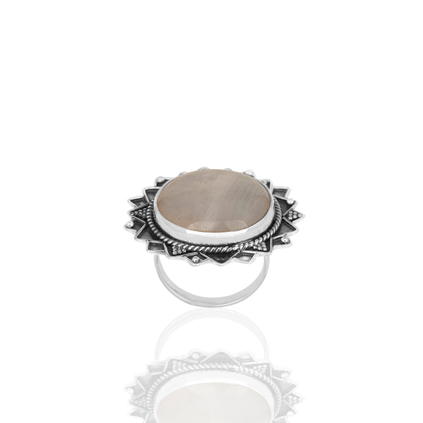 Oxidized Sterling Silver Ranibow Moonstone Cocktail Rings