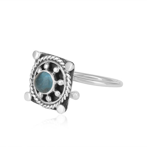 Antique Vintage Design Oxidized Sterling Silver Apatite Gemstone Rings