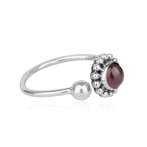 Natural Garnet Gemstone Designer Oxidized 925 Silver Antique Rings