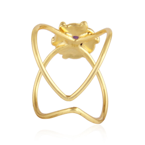 Natural Amethyst Gemstone Gold Plated 92.5 Silver Designer Rings