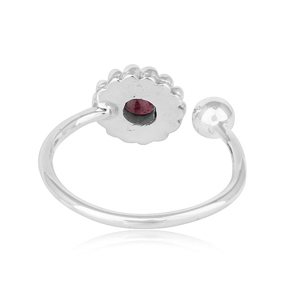 Natural Garnet Gemstone Designer Oxidized 925 Silver Antique Rings