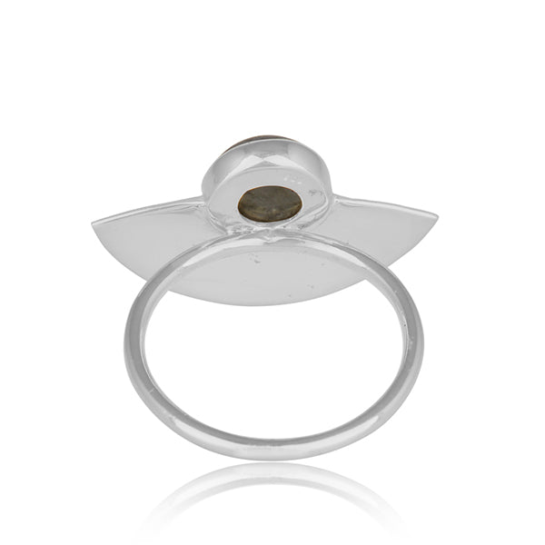 Handmade Gold Plated Texture Silver Labradorite Gemstone Rings for women - Asteyavilla