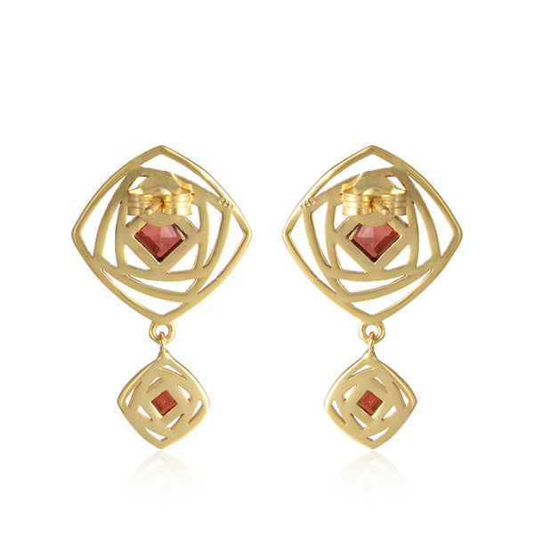 Dangle Design 18k Gold Plated Silver Garnet Gemstone Earrings for Women - Asteyavilla