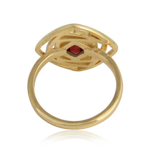 18k Gold Plated 925 Silver Garnet Gemstone Rings Jewelry