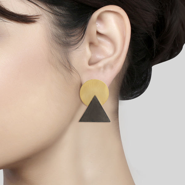 Two Tone Plated Handmade 925 Plain Silver Earrings for Women - Asteyavilla