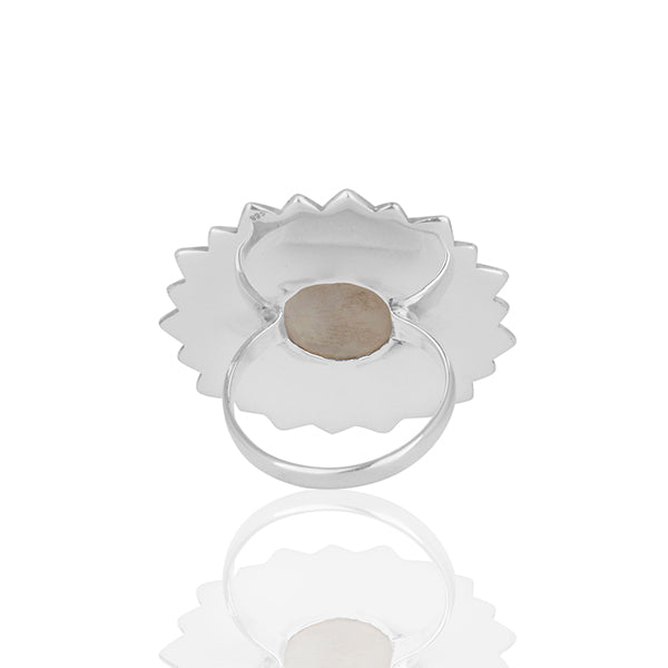 Oxidized Sterling Silver Ranibow Moonstone Cocktail Rings