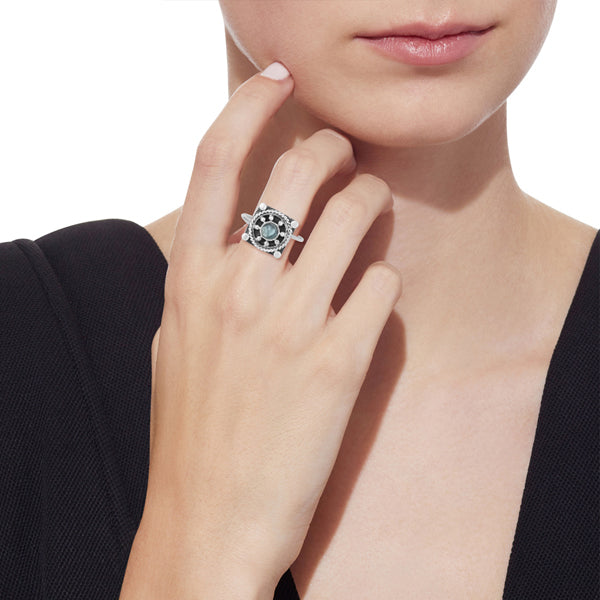 Antique Vintage Design Oxidized Sterling Silver Apatite Gemstone Rings