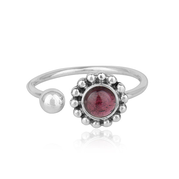 Natural Garnet Gemstone Designer Oxidized 925 Silver Antique Rings