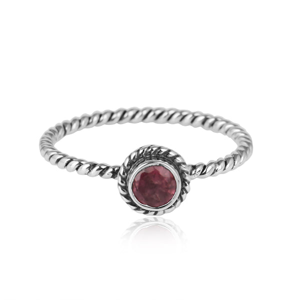 Pink Tourmaline Gemstone Handmade Twisted Ring