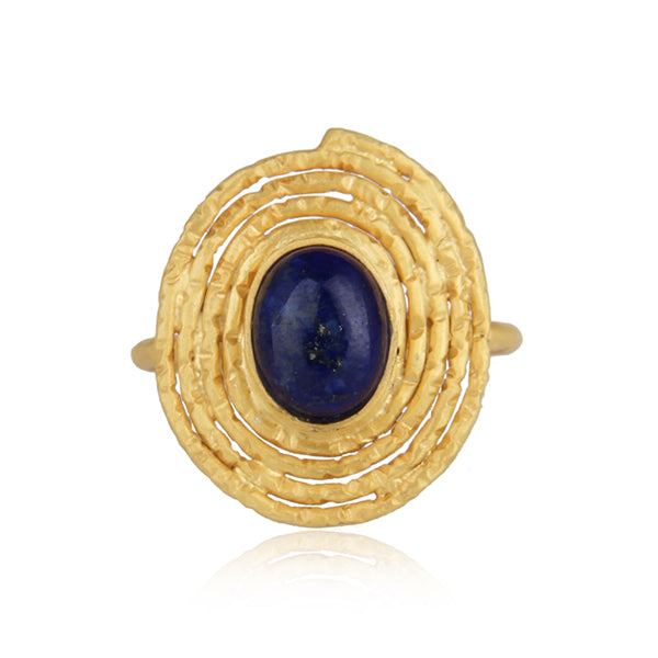 Oval Design Lapis Lazuli Gemstone Rings