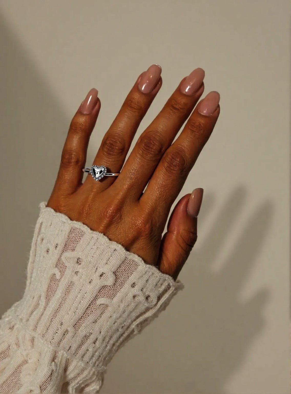 Sterling Silver Heart Oxidized Ring with Rope Trim Detail