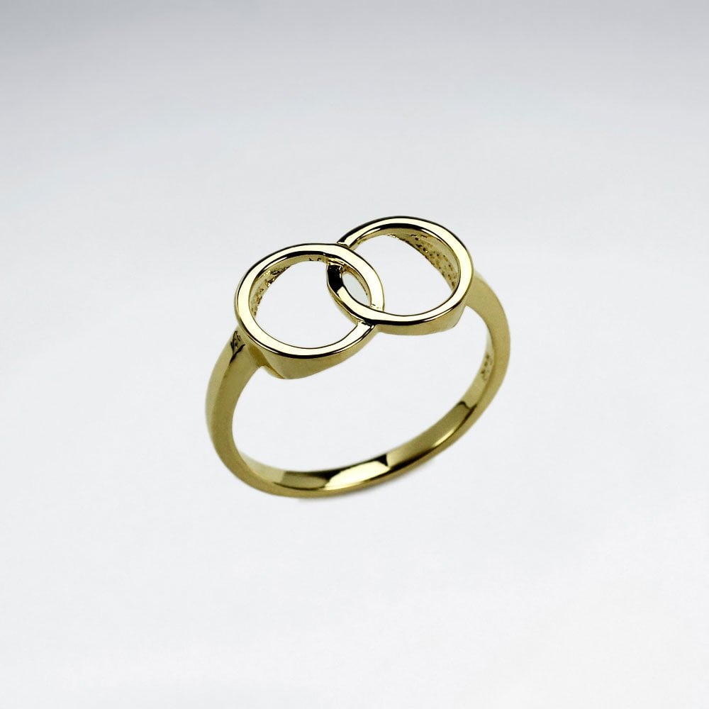 Sterling Silver Interlocked Circle 18K Gold Plated Ring
