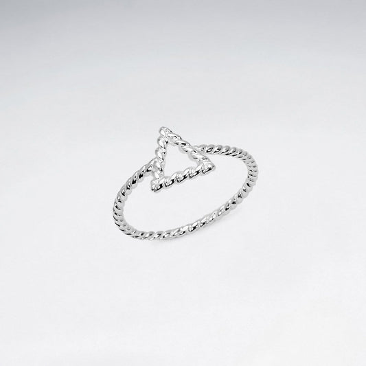 Sterling Silver Rope Twist Triangle Ring