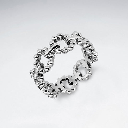 Sterling Silver Rope Chain Linked Oxidized Ring