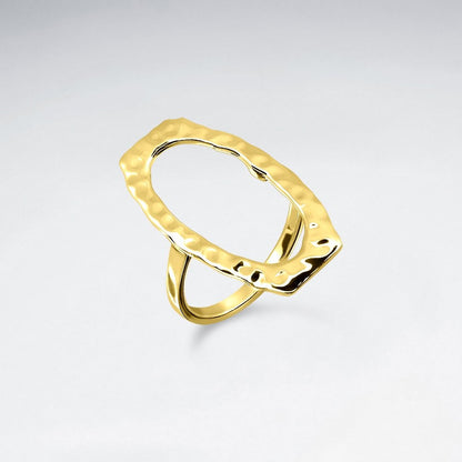 Sterling Silver Hammered Oval 18K Gold Plated With E-Coating Ring