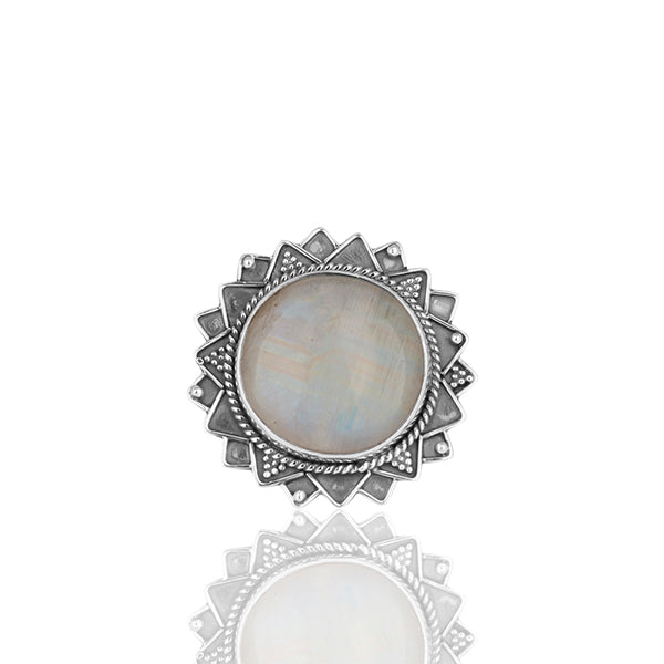Oxidized Sterling Silver Ranibow Moonstone Cocktail Rings