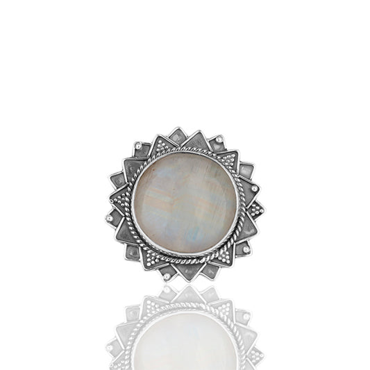 Oxidized Sterling Silver Ranibow Moonstone Cocktail Rings